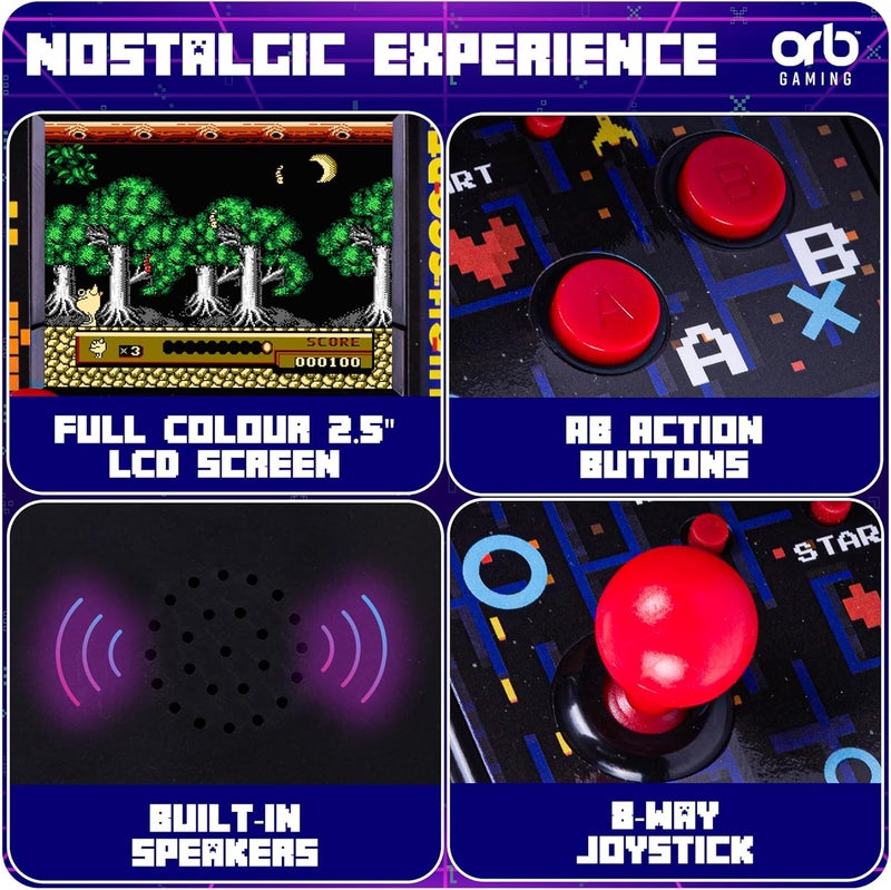 Thumbs Up أورب - آلة أركيد ميني، 300 لعبة مدمجة، ألعاب أركيد ريترو 8 بت، شاشة ملونة كاملة 2.5 بوصة، عصا تحكم 8 اتجاهات، زرين، تحكم في الصوت - Image 3